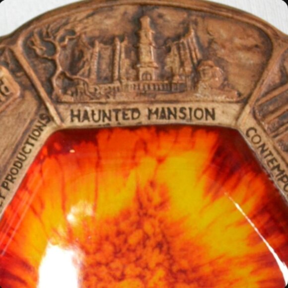 Walt Disney World Souvenir Plate Faux Wood Lava Glaze Glass By Treasurecraft - Picture 3 of 10